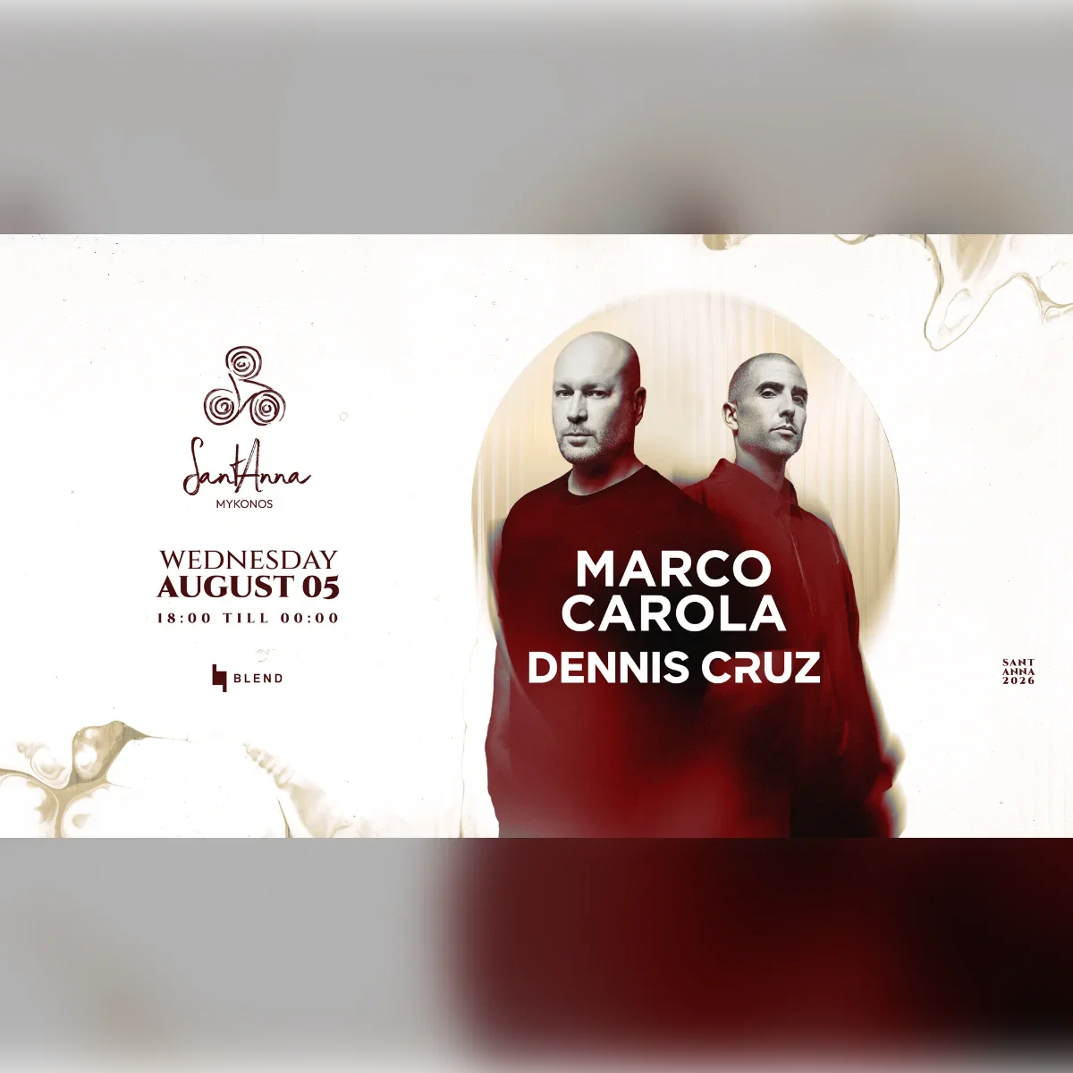 Marco Carola & Dennis Cruz at SantAnna - 2026 Exclusive Mykonos Show event cover