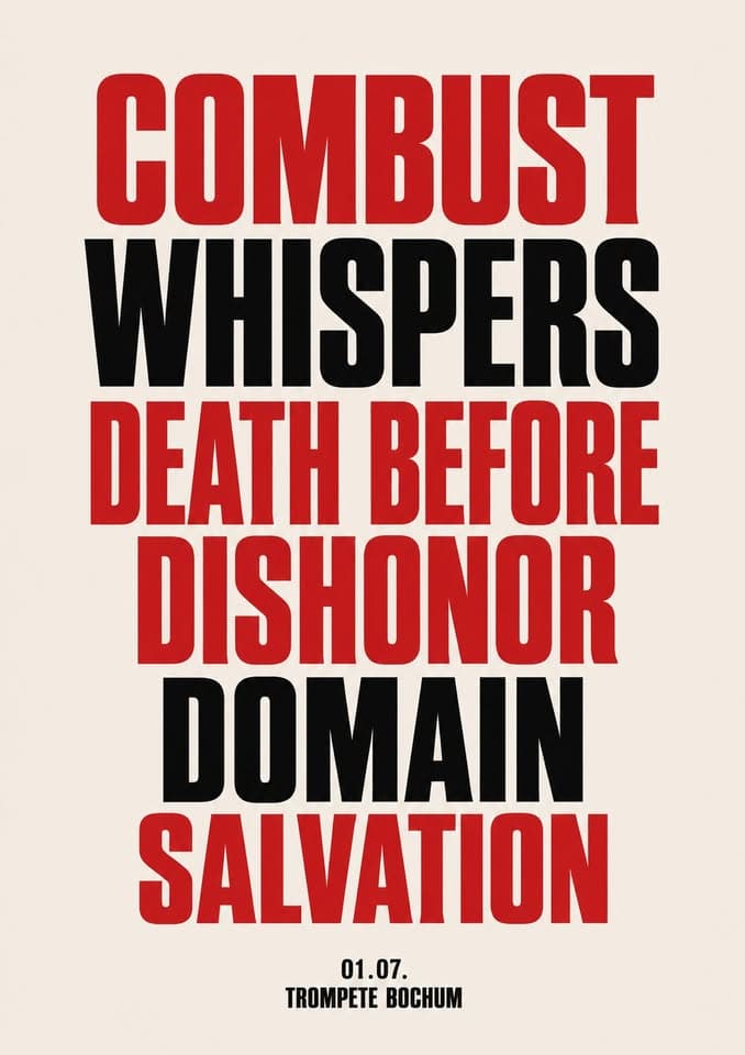 Combust, Whispers, Death Before Dishonor - Bochum event cover