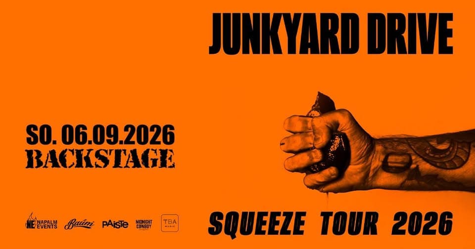 Junkyard Drive | Squeeze Tour 2026 | Backstage München 2026 event cover