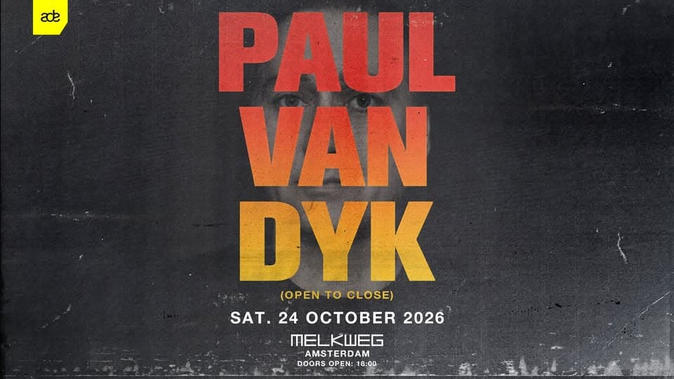 Paul van Dyk at Melkweg Amsterdam (ADE open-to-close) event cover