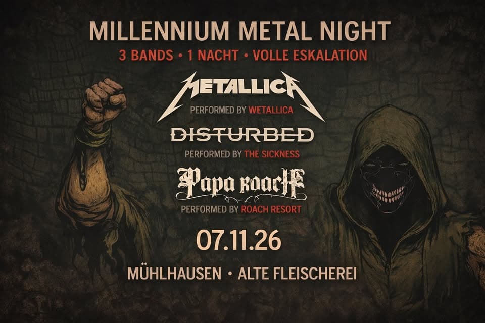 MILLENNIUM METAL NIGHT Metallica · Disturbed · Papa Roach – Live event cover