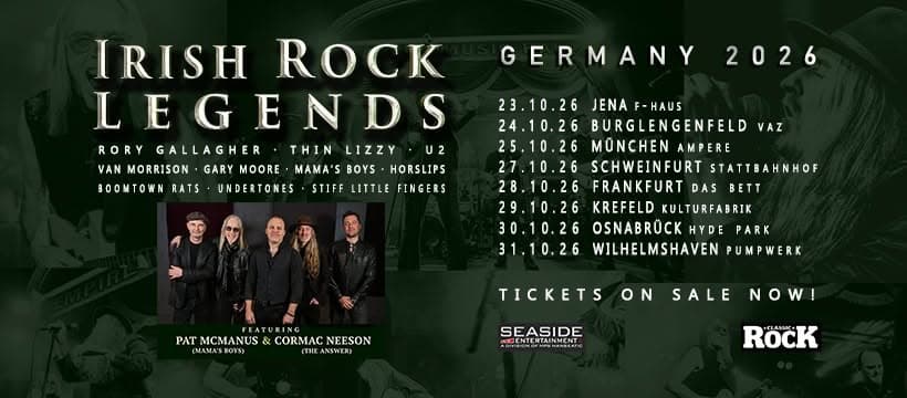 IRISH ROCK LEGENDS | European Tour 2026 event cover