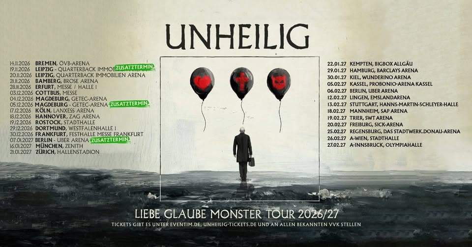 UNHEILIG - GLAUBE LIEBE MONSTER TOUR 2026/27 in Leipzig | ZUSATZSHOW event cover