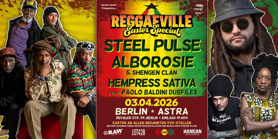 REGGAEVILLE EASTER SPECIAL in Berlin | Steel Pulse, Alborosie, Hempress Sativa event cover