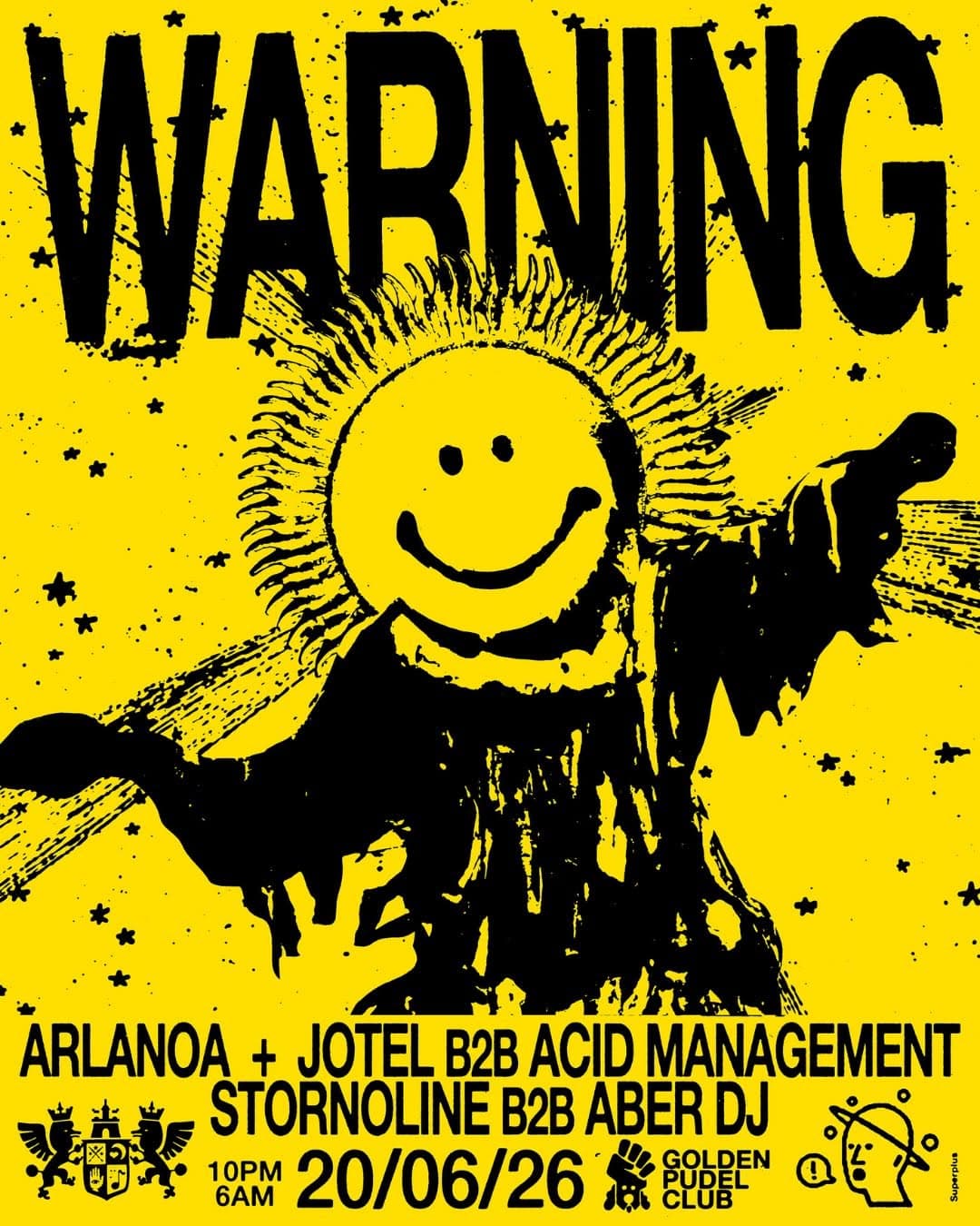 WARNING: Arlanoa + Jotel B2B Acid Management, Stornoline B2B Aber DJ event cover