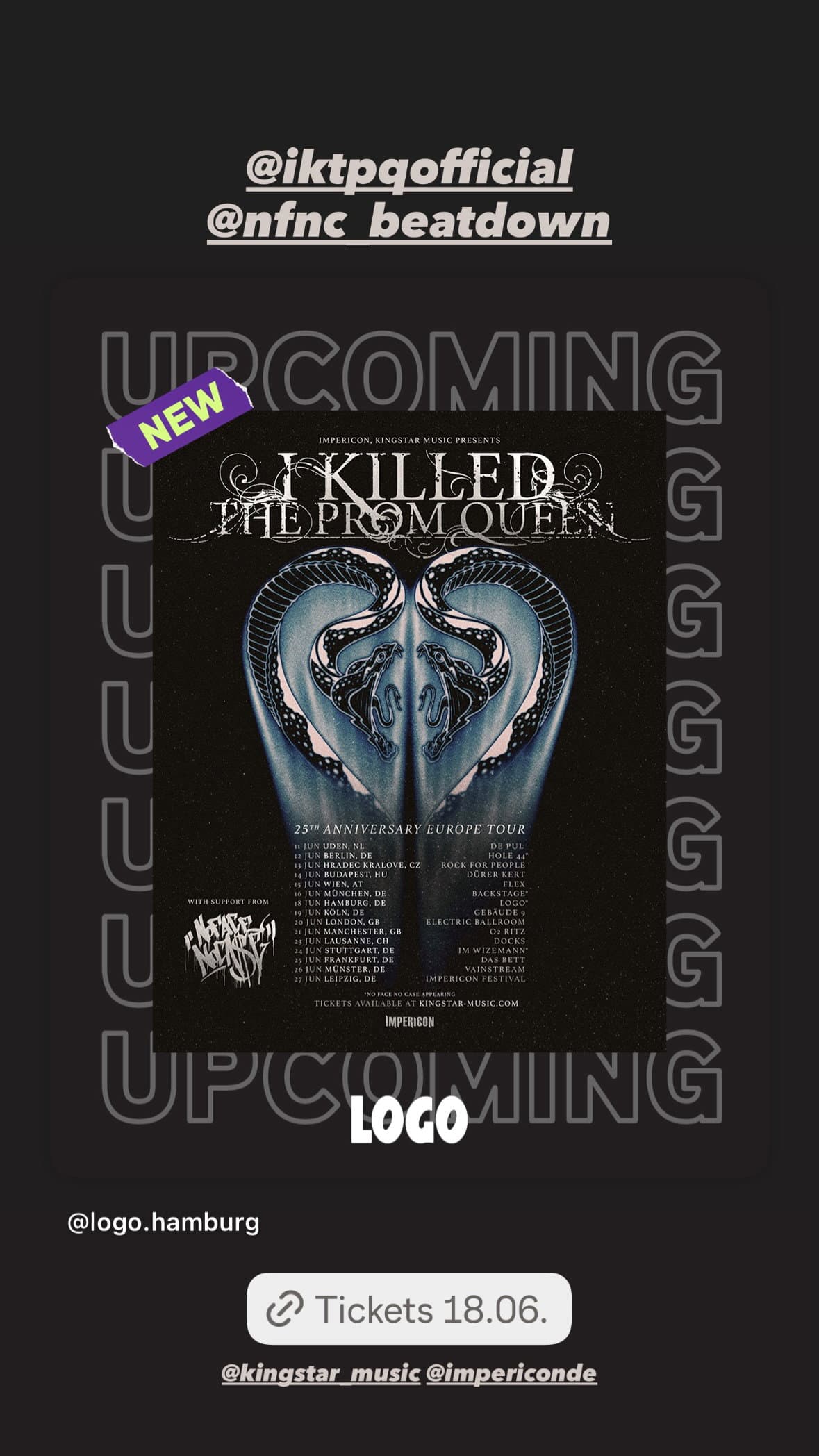I Killed the Prom Queen: 25th Anniversary Europe Tour event cover