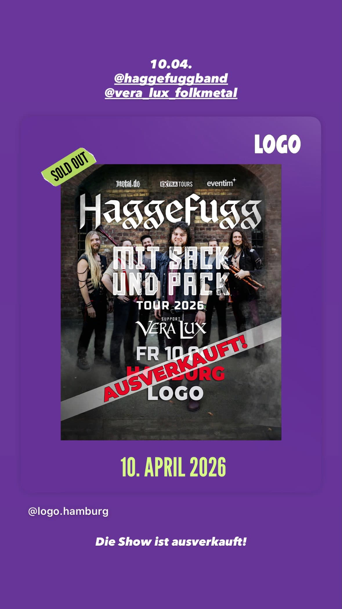 Haggefugg | Mit Sack und Pack Tour 2026 | Hamburg | Logo - event cover