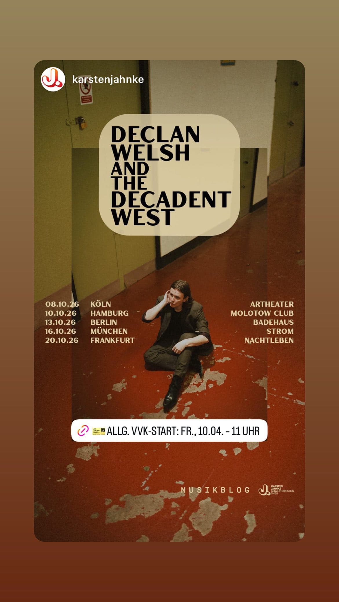 Declan Welsh & The Decadent West | EU 2026 | Hamburg event cover