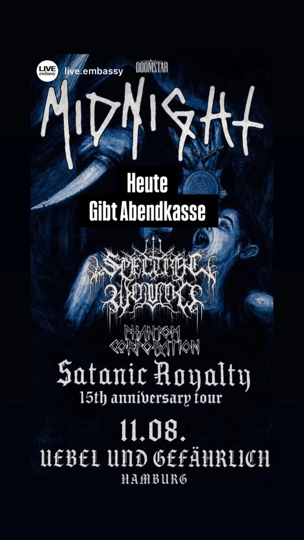Midnight, Spectral Wound - Uebel & Gefährlich Hamburg event cover
