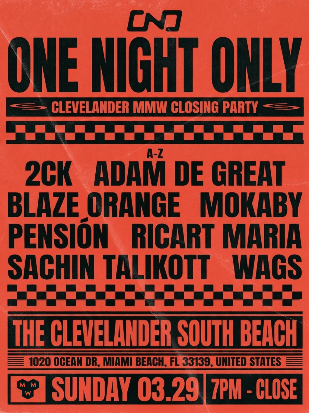 One Night Only / Clevelander Closing event cover