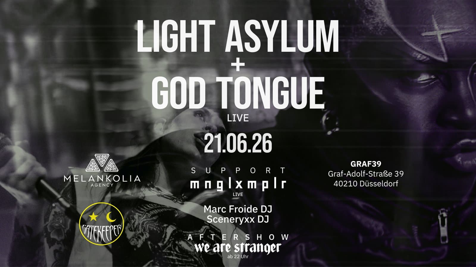 LIGHT ASYLUM (US) & GOD TONGUE (US) + MNGLXMPLR (DE) live event cover