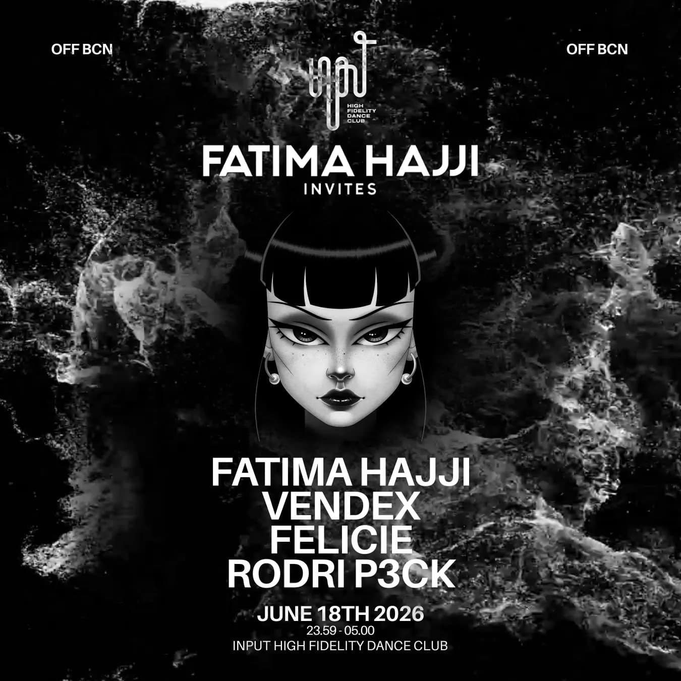 INPUT OFF BCN 2026 pres. FATIMA HAJJI invites event cover
