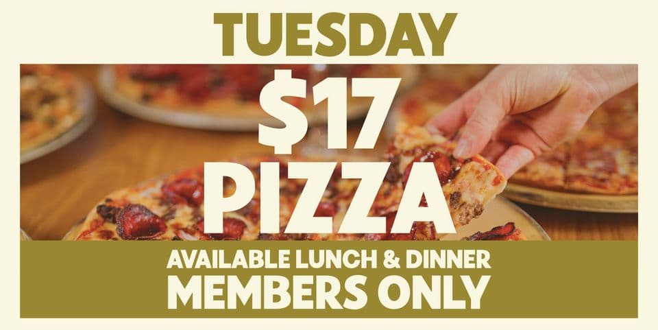 Tuesday $17 Pizza At Currumbin RSL event cover