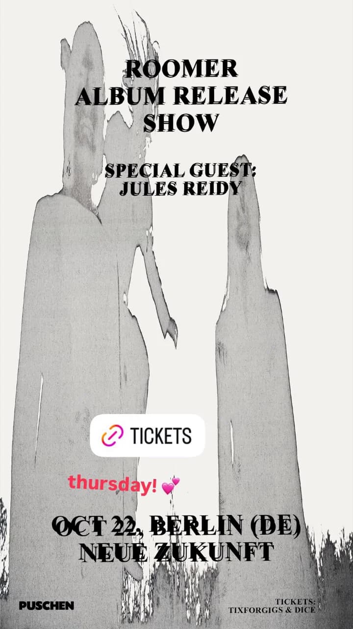 Roomer - album release show - Special Guest: Jules Reidy - Neue Zukunft, Berlin event cover